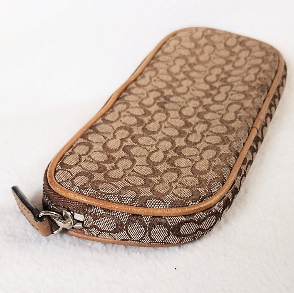 🕶️ Vintage Coach 90s Y2K Saddle Brown Signature Canvas Glasses Sunglasses Case - Picture 3 of 6